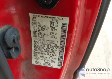 2006 Nissan Frontier Se из США, поврежденный, VIN 1N6AD06W16C473429